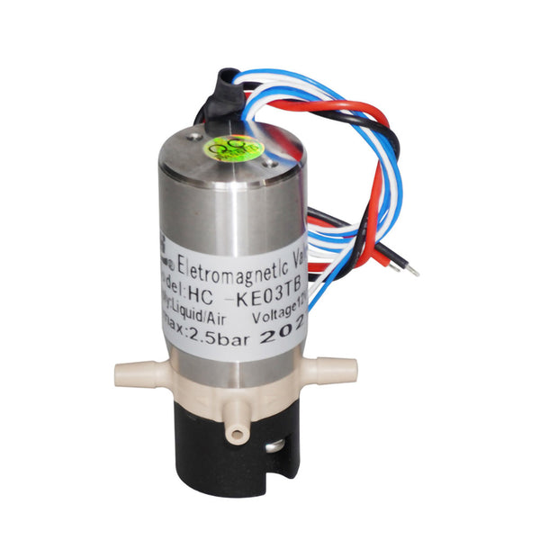 12V/24V Solenoid Valve Two-position Three-way Normally Closed T-type Micro Diaphragm Valve Resistant to Weak Acids and Alkalis Quick Installation PPS Plastic KE03TB